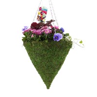 Hanging Seasonal Bedding Feather Moss Cone 14 Inches - Autumn
