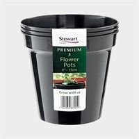 Stewart Garden 3 Flower Pots - 15cm - Black (4833005)