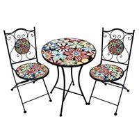 APAC Metal Folding Outdoor Garden Furniture Bistro Set Floral Design (GF1023)