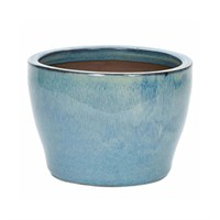 Apta Cascade Low Glazed Blue Planter 25cm Garden Pot (CC21VA)