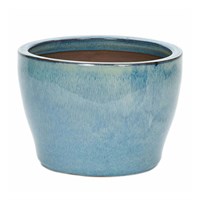 Apta Cascade Low Glazed Blue Planter 32cm Garden Pot (CC21VB)