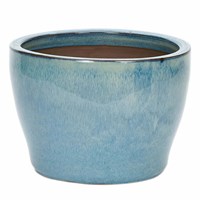 Apta Cascade Low Glazed Blue Planter 38cm Garden Pot (CC21VC)