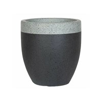 Apta Granito Two Tone Black Body & Grey Rim Speckled 25cm Garden Pot (GRT08VA)