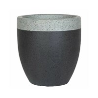 Apta Granito Two Tone Black Body & Grey Rim Speckled 32cm Garden Pot (GRT08VB)