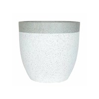 Apta Granito Two Tone White Body & Grey Rim Speckled 25cm Garden Pot (GRT08VA)