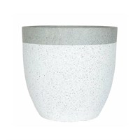 Apta Granito Two Tone White Body & Grey Rim Speckled 32cm Garden Pot (GRT08VB)