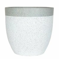 Apta Granito Two Tone White Body & Grey Rim Speckled 44cm Garden Pot (GRT08VD)