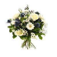 Blue & White Thistle Hand Tied Floral Bouquet
