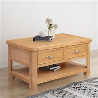 Chatsworth Oak Interior Furniture Coffee Table With 2 Drawers (110-06)