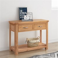 Chatsworth Oak Interior Furniture Console Table With 2 Drawers (110-13)