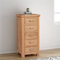 Chatsworth Oak Interior Furniture Tall Chest With 5 Drawers (110-22)