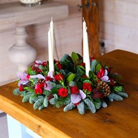 Christmas 14 Inch Floral Advent Door Wreath Arrangement