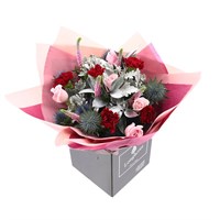 Christmas Burgundy, Pink & Silver Hand Tied Bouquet