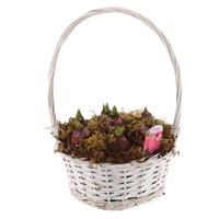 Christmas Festive Large White Wicker Hyacinth Bulb Basket