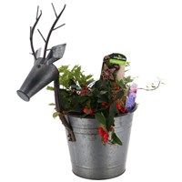 Christmas Festive Metal Reindeer Planted Bulb Bedding Arrangement