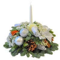 Christmas Fresh Silver & White Candle Posy Arrangement
