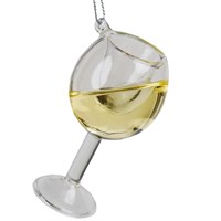 Christmas Inspo 2.5 Inch Glass of White Wine Christmas Ornament (T0748WHITE)