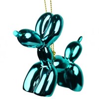 Christmas Inspo 3 Inch Shiny Teal Balloon Dog Christmas Ornament (D4558)