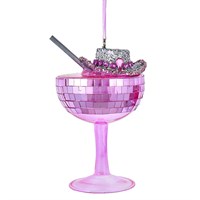 Christmas Inspo 4.25 Inch Cowgirl Hat On Pink Goblet Christmas Ornament (T4028)