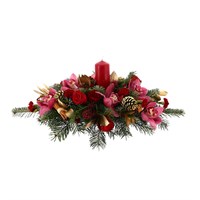 Christmas Orchid & Rose Long & Low Candle Flower Arrangement 