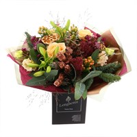 Christmas Peach and Gold Hand Tied Festive Bouquet