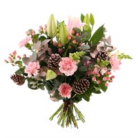 Christmas Pink Berry Christmas Hand Tied Bouquet