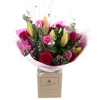 Christmas Pink Festivities Hand Tied Festive Bouquet