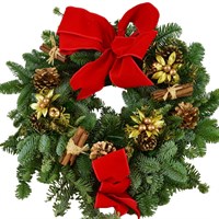 Christmas Wreath - Red & Gold Door Real Fresh Wreath