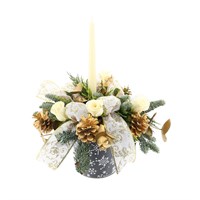Christmas Snowflake White & Gold Candle Flower Arrangement