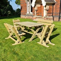 Churnet Valley Ashcome 2 Seat and 2 Bench Outdoor Dining Set (AT101) DIRECT DISPATCH