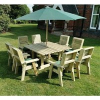 Churnet Valley Ergo 8 Seat Square Wooden Outdoor Dining Set (ET107) DIRECT DISPATCH