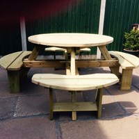 Churnet Valley Westwood Round Wooden Picnic Table (PT105) DIRECT DISPATCH