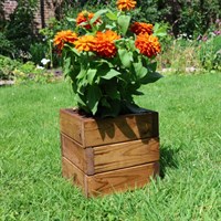Churnet Valley Wooden Small Square Planter Dark Wood (VPLENESTPD1)