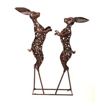 Creekwood Boxing Hares Sculpture Bronze 71x100cm (43268)