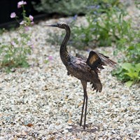 Creekwood Small Bronze Crane - Wings Down Garden Ornament (48066)