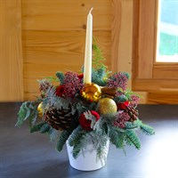 Crisp Winter Candle Floral Arrangement