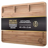 Deer & Oak Organic Bamboo Reversible Chopping Board with Sloped Compartments