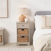 Devonshire Putty Pine Wood 1 Drawer 2 Basket Interior Furniture Unit