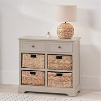 Devonshire Putty Pine Wood 2 Drawer 4 Basket Interior Furniture Unit
