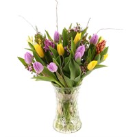 Spring Hyacinth and Tulip Vase Hand Tied Floral Arrangement