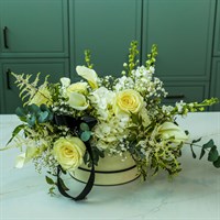 Elegant White Hat Box Floral Arrangement