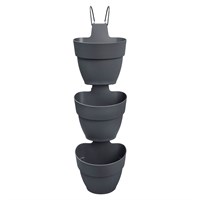 Elho Vibia Campana Vertical Flower Pots 24cm x 3 Anthracite (3692402142500)