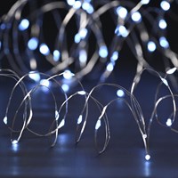 Festive 100 Battery Operated Dewdrop Christmas String Lights - White (P044672)