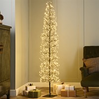 Festive 7ft (2.1m) Slim Black LED Twig Christmas Tree (P060959)
