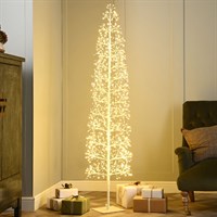 Festive 7ft (2.1m) Slim White LED Twig Christmas Tree (P060964)