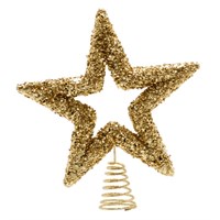Festive 23cm Gold Glitter Cut Out Star Christmas Tree Topper (P031129)