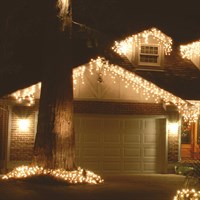 Festive 240 Snowing Icicle LED Christmas String Lights - Warm White (4 Way) (P057603)