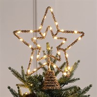 Festive 28cm Twinkling Gold Tree Topper Star Light Up Christmas Decoration - Warm White LED (P057725)