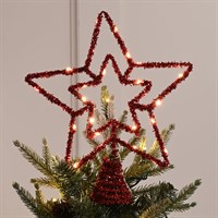 Festive 28cm Twinkling Red Tree Topper Starlight Up Christmas Decoration - Warm White LED (P057726)