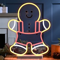 Festive 34cm X 42cm Neon Flex Light Up Gingerbread Man Christmas Decoration (P053591)